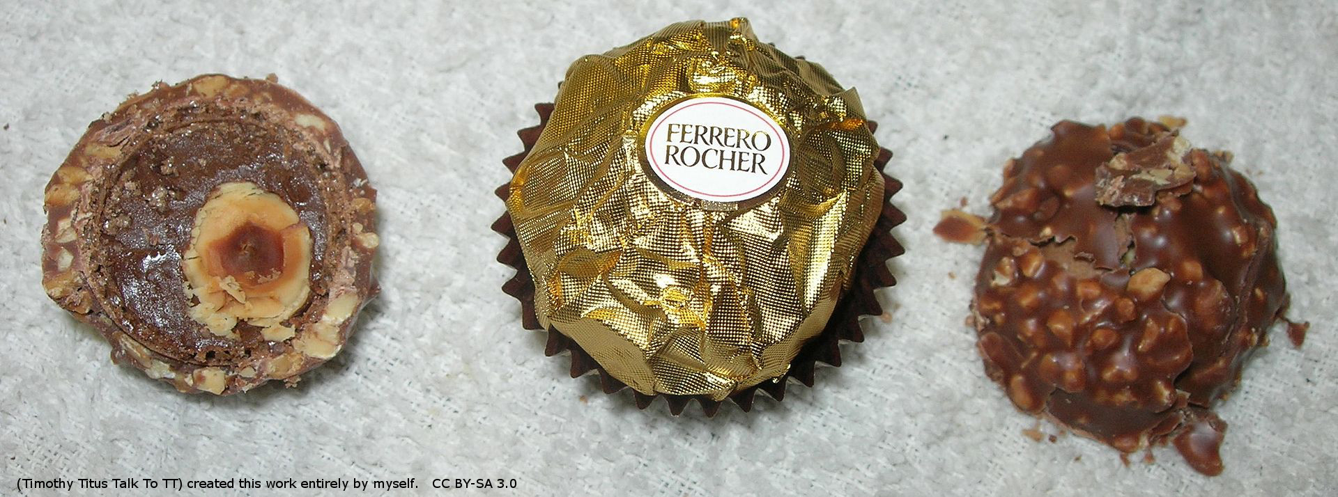 Ferrero Rocher showing hazelnut centre