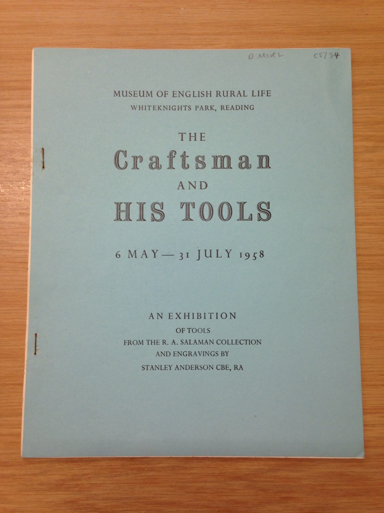 Front cover of exhibition guide 'The Craftsmen and His Tools'. D MERL C5754.