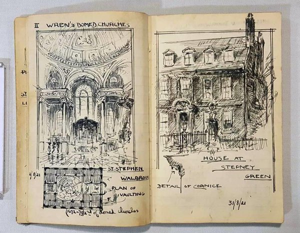 Peter Shepheard sketchbook on display in 'Discovering the Landscape' exhibition at the University Library