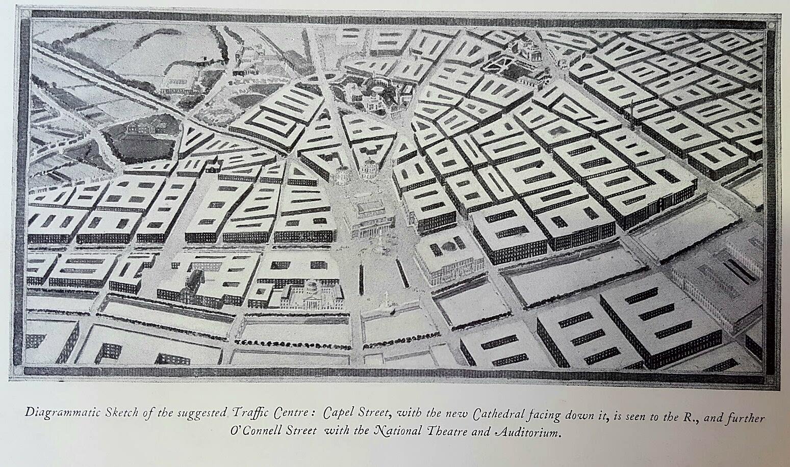 Plan of Dublin from Abercrombie's 1922 'Dublin of the future'