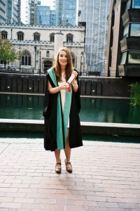Maria Tomlinson, graduating with a first-class degree in French and Modern Greek Studies (2012)