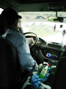 Our brave and fantastic driver - Coca leaves in his hand and cheek