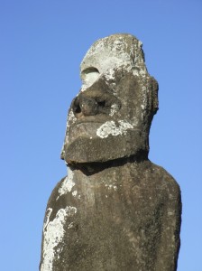 A closer view of a moai