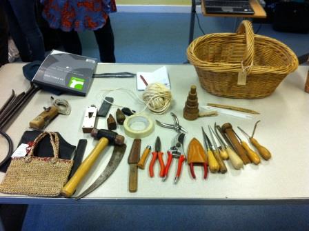Basketmaking tools are quite simple.