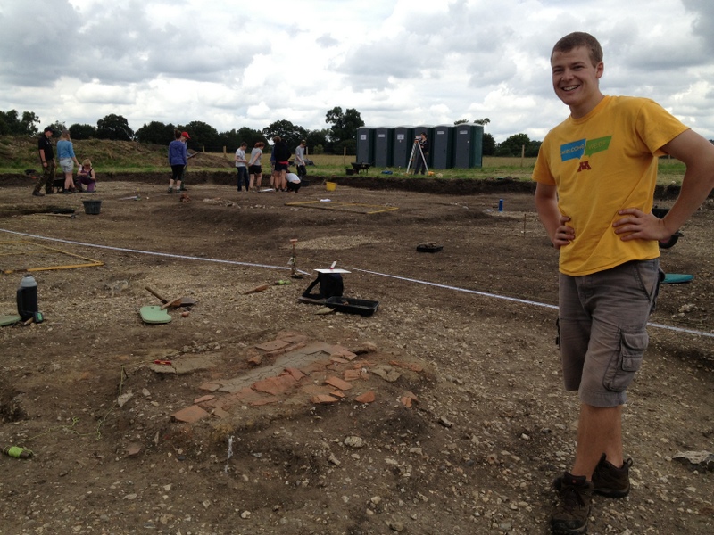 Kevin strikes a pose bext to the newly cleaned late Roman/post Roman hearth