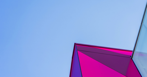Pink building against a blue sky