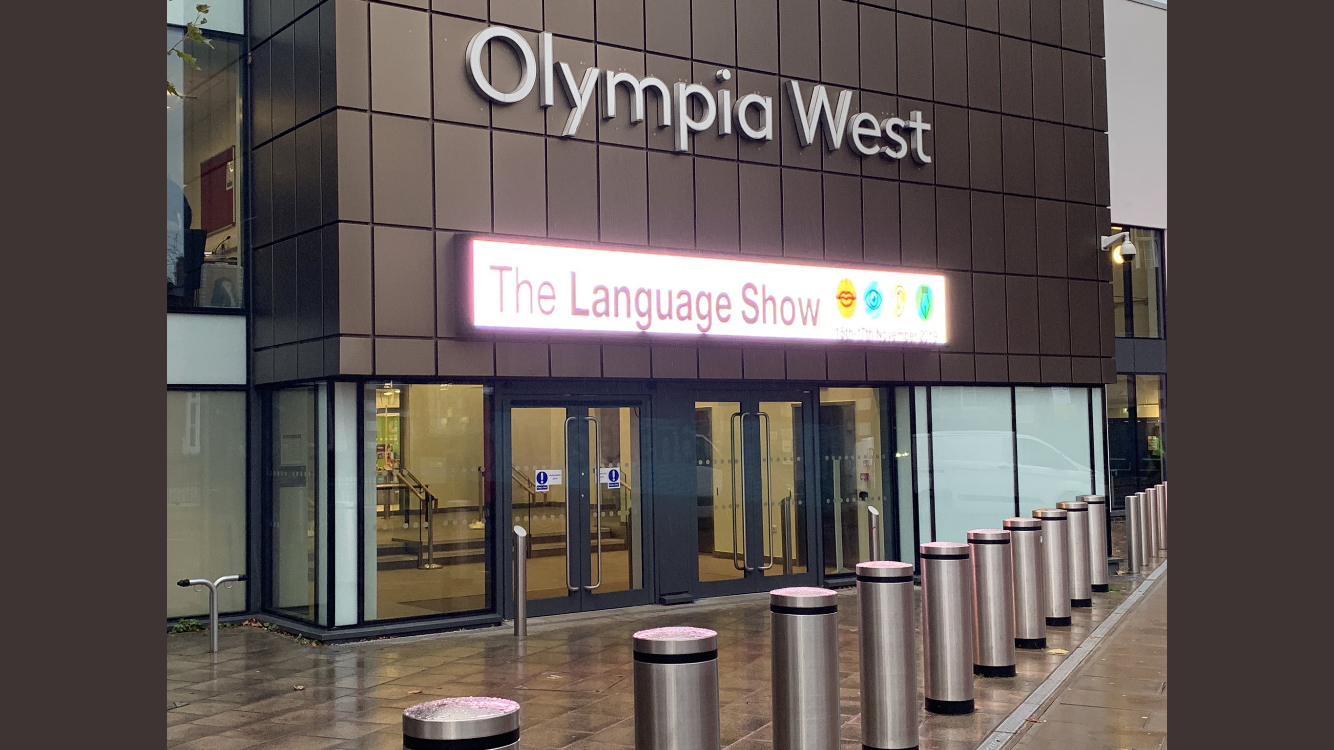 Building with digital sign saying The Languages Show