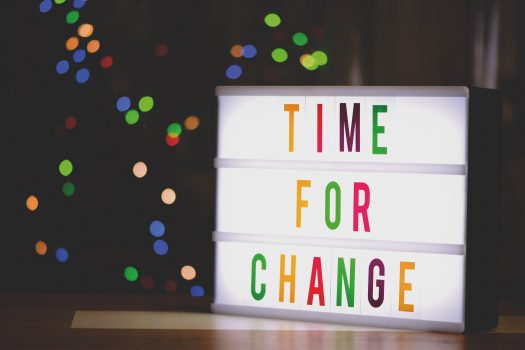 Time for change written on lightbox