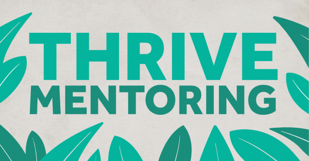 Thrive mentoring surrounded by leaves