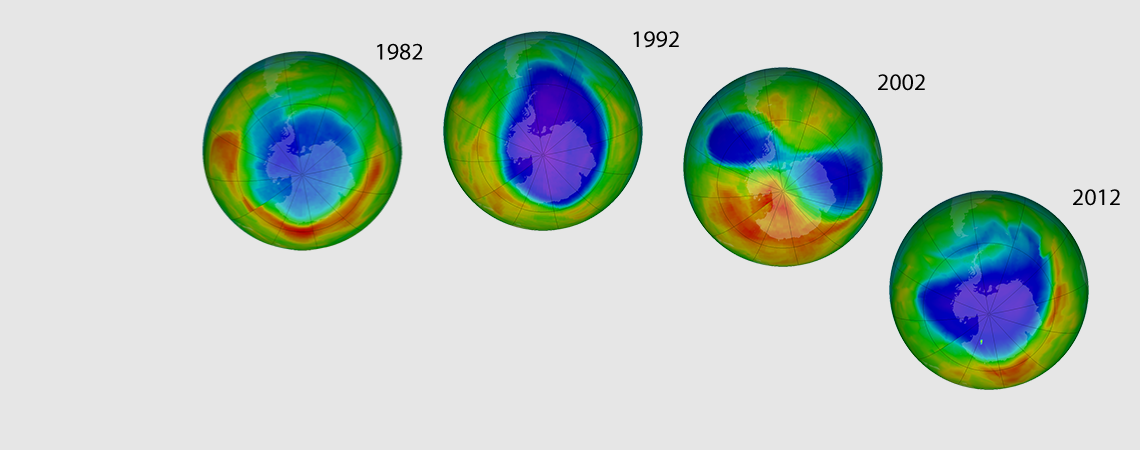 Snapshots of October ozone over the south pole