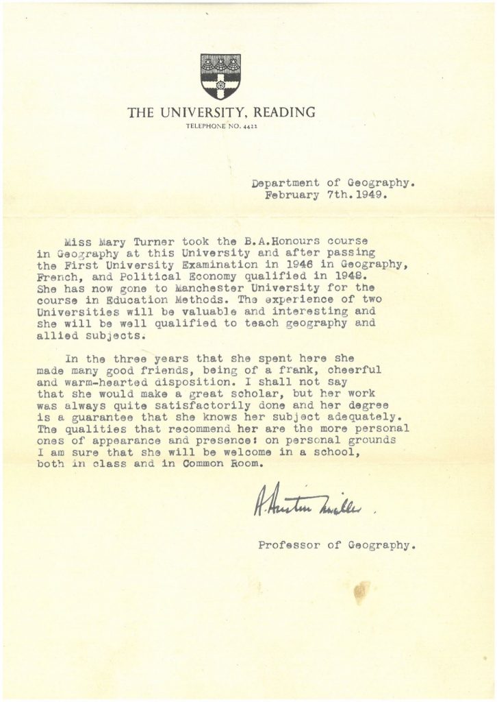 An image of a scanned letter dates 1949