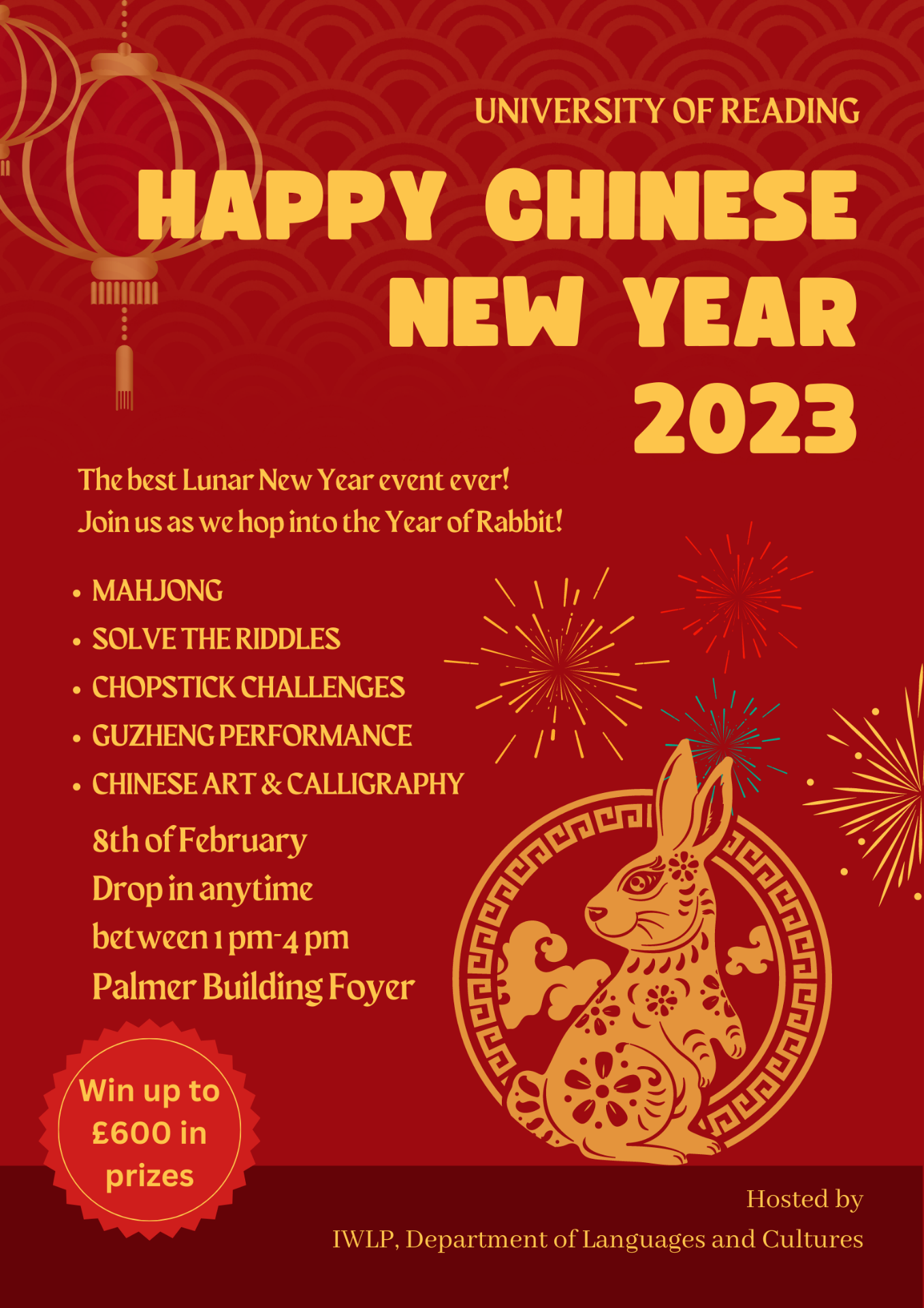 An image of a flyer for Chinese New Year 2023, listing activities to be hosted at the festival event. 