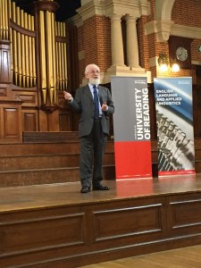 David Crystal delivering his lecture at the University of Reading. November 2015