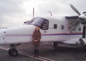Anne Verhoef with the NERC Dornier 228 aircraft