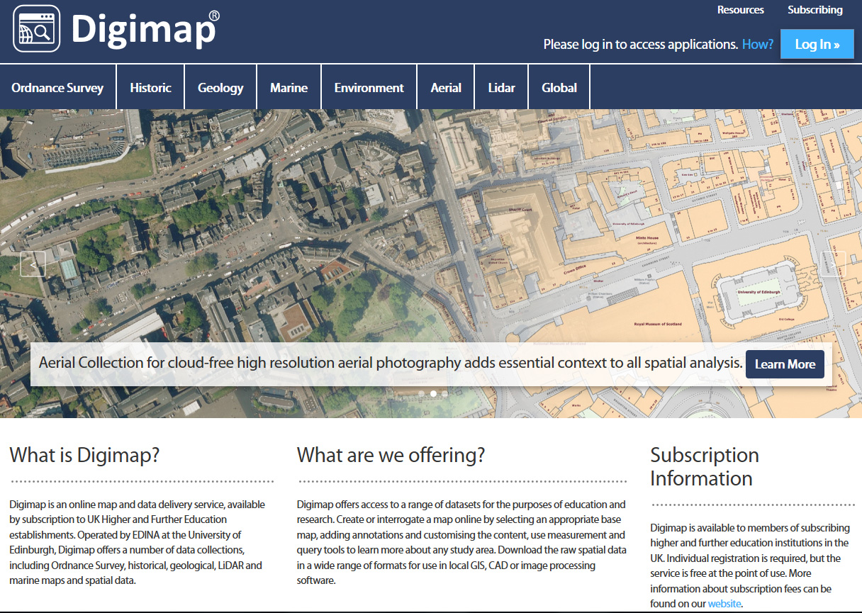 Digimap home page 2018