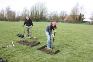 Me and Nick deturf a 1x1m test pit on Tayne Field