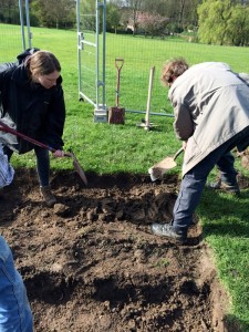 Emily and Tom help to remove the topsoil and get down to the archaeology