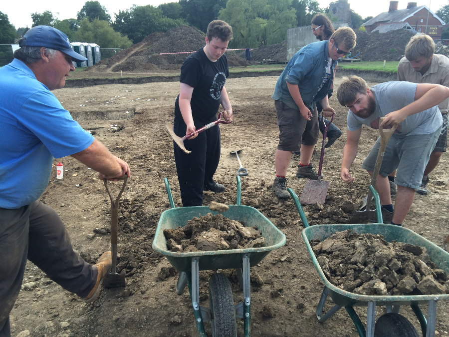 All hands on deck to remove the last of the overburden remaining within the Bronze Age Barrow