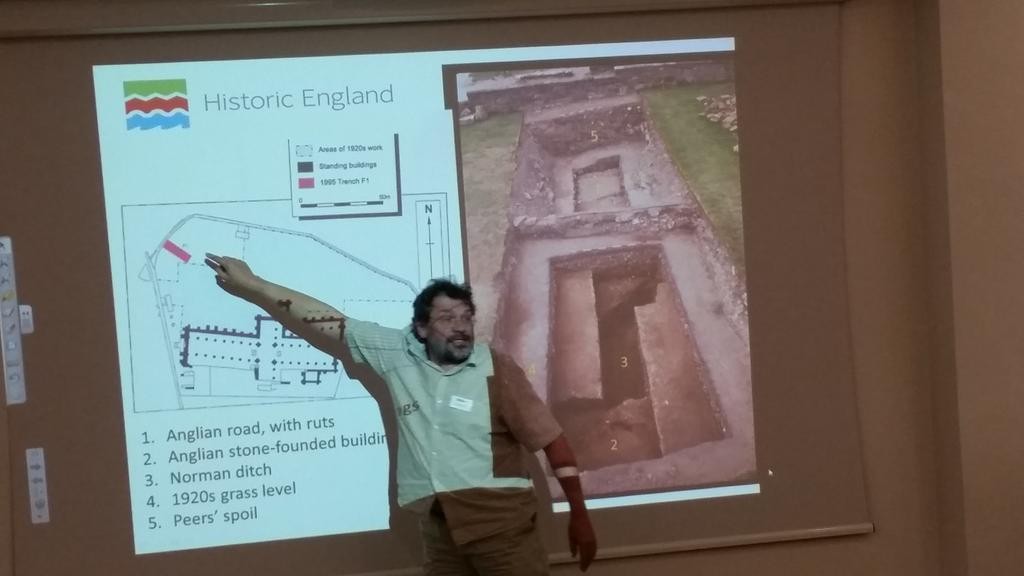 Tony Wilmott of Historic England shows his enthusiasm for the archaeology of Whitby Abbey! Photo by Carolyn Twomey