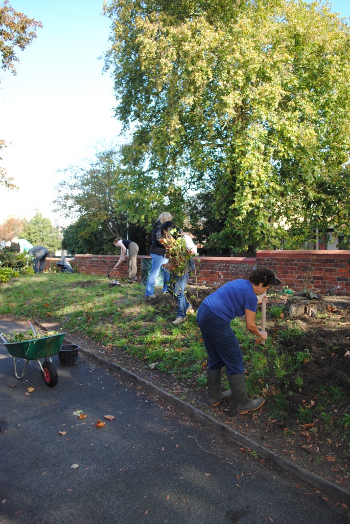 Volunteers working on the front garden as part of the Big Lottery funded project