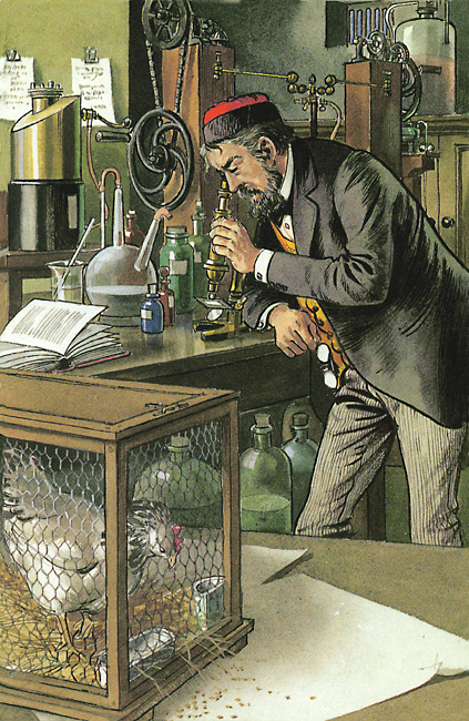 The university's Special Collections Service holds an archive of Ladybird books and artwork, including many beautiful illustrations relating to science and agriculture. This is an illustration of Louis Pasteur in his laboratory from the book 'The Story of Medicine'. Authored by Edmund Hunter and Illustrated by Robert Ayton. Copyright Ladybird Books Ltd 1972.