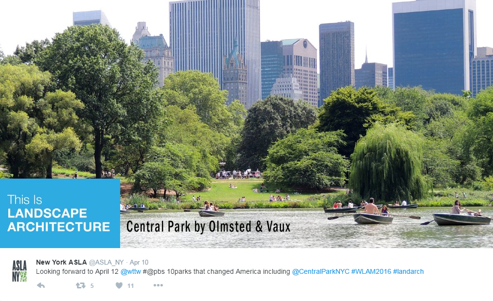 A picture of Central Park, New York for #WLAM2016
