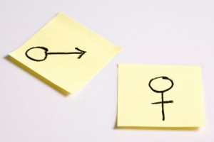gender-symbols-drawn-on-post-it-notes