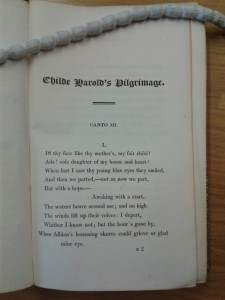Childe Harold's Pilgrimmage, Byron, 1821.