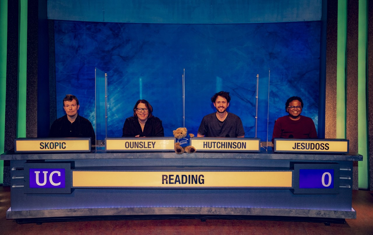 4 Students at the University Challenge set for the University of Reading