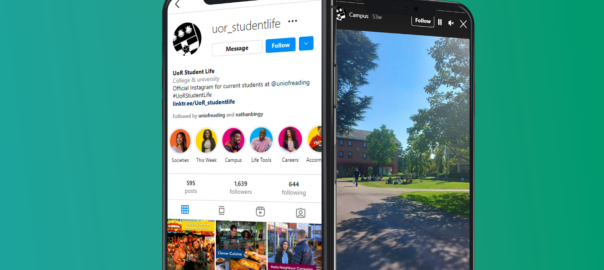 Phone with Student Life Instagram showing