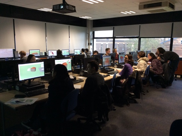 Participants working on their digital models in SketchUp